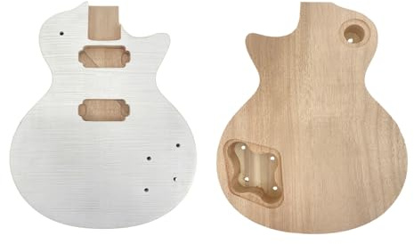 YoungMonic Unlackierter Korpus für E-Gitarren aus Mahagoni-Ahornholz, HH-Tonabnehmer-Routing, anschraubbare Ferse und vorgebohrte Steglöcher für DIY-Gitarrenprojekt-Ersatz (ohne Bindung)