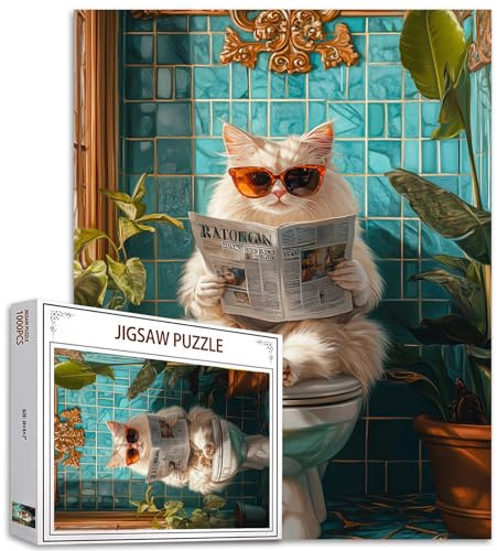 Maine Coon 1000-teilige Puzzles für Erwachsene Tiere auf der Toilette Puzzles Interessante Puzzles Herausfordernde Familienaktivitäten Spiele Bunte DIY-Bastelpuzzles die Wohnraumdekoration Geschenke