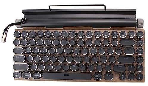 Yarryuter Retro Typewriter Keyboard Wireless Bluetooth Keyboard USB Mechanical Punk Keycaps for Desktop PC/Laptop/Phone-Wood Color