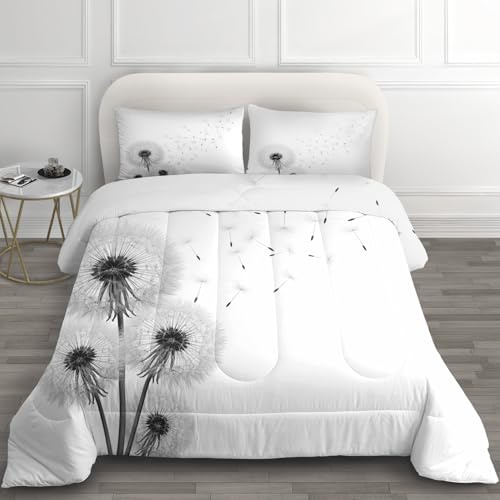 GEDAEUBA Bettdecke 135x200 Pusteblume - Löwenzahn Deko, 4 Jahreszeiten Bettdecken 135 x 200, Steppdecke Ohne Bezug Nutzbar, Warme & Weiche Ganzjahresdecke mit 1 Kissenbezug