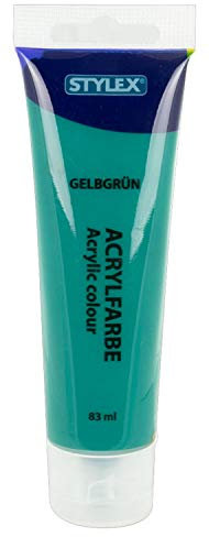 Stylex 28649 - Acrylfarbe auf Wasserbasis, 83 ml Tube in gelbgrün, matt, hohe Deck- und Farbkraft, lichtbeständig, schnelltrocknend und wasserfest