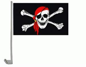 Everflag Auto-Fahne: Pirat mit rotem Kopftuch
