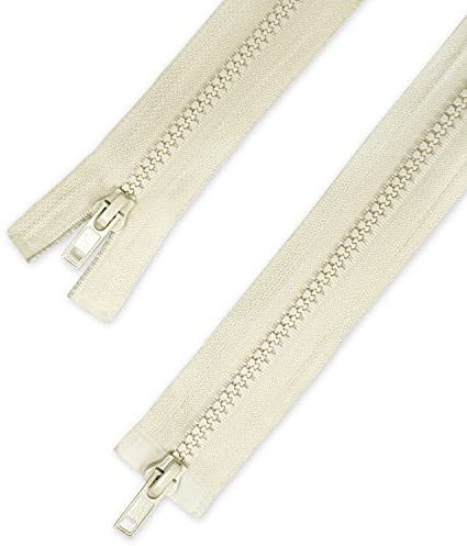 Telliswelt 2-Wege-Reißverschluss, creme, 85 cm, 3,3 cm breit | 2-Wege-Reißverschluss, creme, 85 cm: von beiden Seiten zu öffnen und zu schließen. Für Nähprojekte mit Reißverschluss.