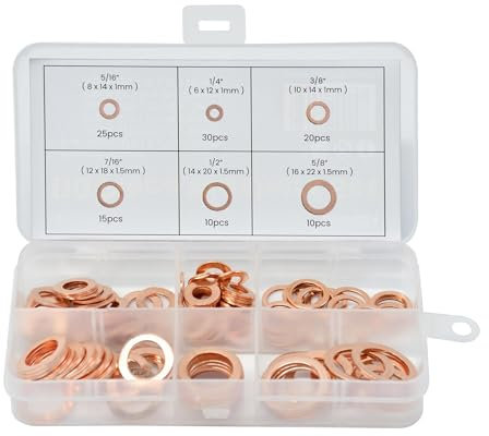 Dapetz® 110 Piece Imperial Washer Set Assorted Sizes 6 Different Sizes in Clear Storage Box Perfect for Electrical Connections Plumbing and DIY Projects