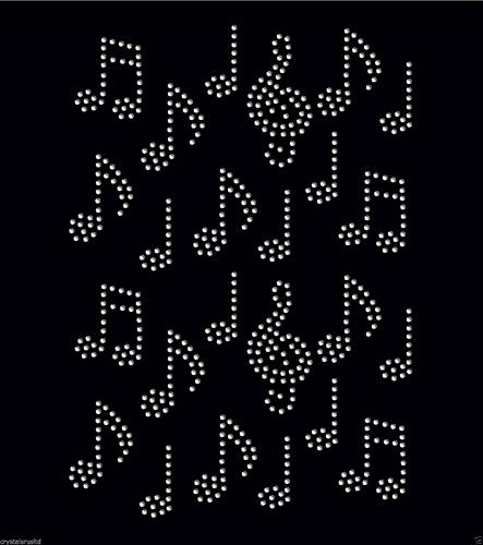Clear 24 Music Notes Iron on Rhinestone Transfer Crystal hotfix t-Shirt Transfer