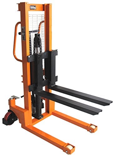 qteck Hochhubwagen 920 mm Gabel 500 kg 1150 mm Hubhöhe manuell Orange Stahl