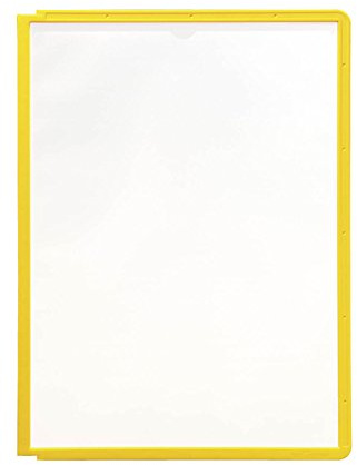 Durable Sichttafel Sherpa Panel A4, PP, A4, gelb, 5er Packung, 560604 | Reflexionsarme Folie aus Polypropylen, stabil umlaufender Rahmen, scannertauglich & dokumentenecht