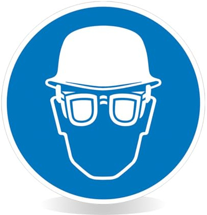 Betriebsausstattung24 Gebotsschild Augen- und Kopfschutz benutzen - Aluminium, geprägt - 40,0 cm Ø - Symbol Schild - blau weiß