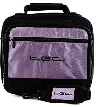 Philips PD9012/17 9 Widescreen Portable DVD Player Twin Compartment Case Bag by TGC ® (Jet Black & Electric Purple)