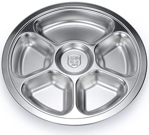 Dimart Stainless Steel Round Divided Plate 6 Sections