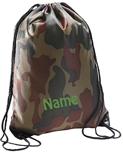 Turnbeutel Camouflage mit Namen Bestickt aus wasserabweisendem Nylon, Sportbeutel, Schwimmbeutel, Gym Sack, Gym Bag, Sol's