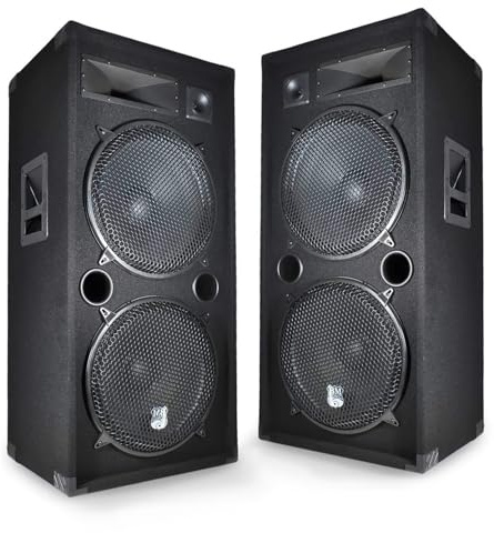 Pair of Passive PA PA Speakers 2x15/38cm 2x1000W 3-Way Bassreflex LSC215
