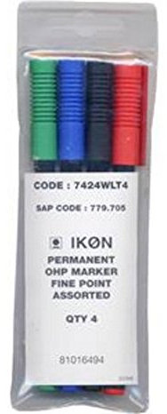 Hainenko Value Fine Permanent Pen for Overhead Projector Sheet - Assorted (Pack of 4)