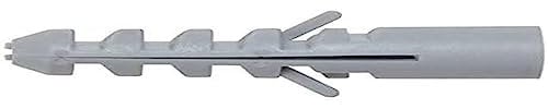 Merriway BH05547 (20 Pcs) Heavy Duty Rimless Nylon Hardwall Concrete Anchor Wallplug, Grey M6 x 30 - Pack of 20 Pieces