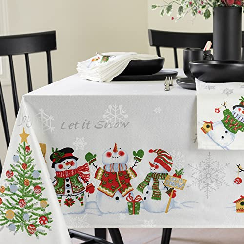 Benson Mills Believe Schneemann Engineered Bedruckte Tischdecke für Winter und Weihnachten (152,4 x 304,8 cm, rechteckig, Believe Schneemann)