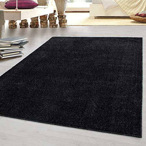HomebyHome Kurzflor Teppich Wohnzimmer 240 x 340 cm Anthrazit - Modern Gabbeh-Look Teppich Extra Weich, Pflegeleicht und Langlebig - Ideal für Schlafzimmer, Küche und Esszimmer