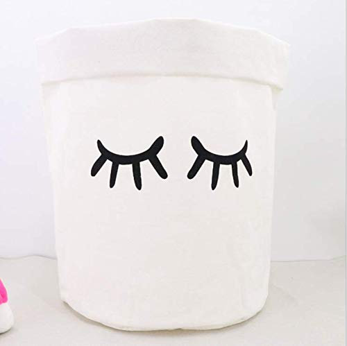 JameStyle26 Wäschekorb Cartoon Box faltbar Aufbewahrungbox Kinderzimmer Kinder Wohnzimmer Bad Badezimmer Bärchen Korb Eimer Spielzeug Segeltuch (50x60 cm HxB, Augen)