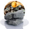 Schicker Mineral Deutsche Saunasteine 25 kg, hochwertige Diabas Aufgusssteine, handverlesen, hohe Widerstandsfähigkeit und Wärmespeicherfähigkeit, für alle Arten von Saunaöfen, 80-120 mm