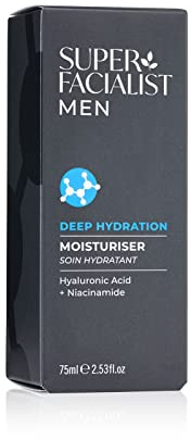 Super Facialist Moisturiser for Men with Hyaluronic Acid - Anti Ageing Face Cream with Hyaluronic Acid & Niacinamide (Vitamin A) to Reduce Fine Lines & Wrinkles, Vegan Friendly, 75 ml
