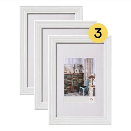 walther design Bilderrahmen weiss 13 x 18 cm 3er Pack, Grado Holzrahmen HI318W3