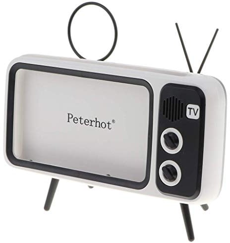 Tubayia Portable Retro TV Shape Wireless Bluetooth Speaker Mobile Phone Stand Holder (White)