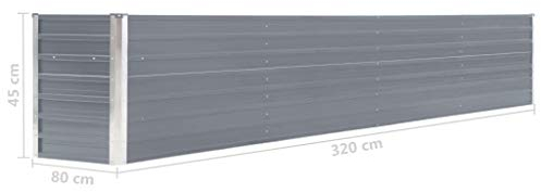 Tidyard Pflanzgefäß Pflanzkübel Blumenkasten 320 x 40 x 45 cm aus Metall,Blumentopf Blumenkübel Hochbeet Offene Unterseite für Blumen etc. Raumteiler Wasserhyazinthe