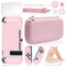 BRHE Pink Carrying Case Accessories Kit for Nintendo Switch with Protective Shell, Glass Screen Protector and Thumb Grip Caps ,10 in 1 Switch Case Travel Bundle