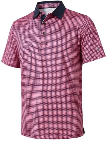 Golf Shirts Mens Dry Fit Short Sleeve Printed Moisture Wicking Polo Shirt