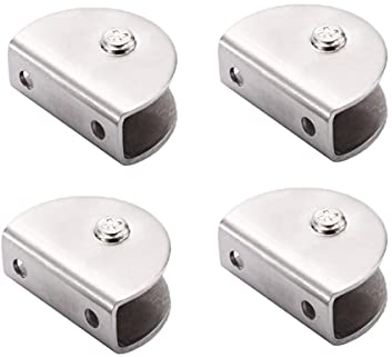 Ncheli 4 Pcs Reggimensola Vetro Morsetto, Montaggio a Parete Supporto in Acciaio Inox per Ripiano Solido Spessore 9-10MM