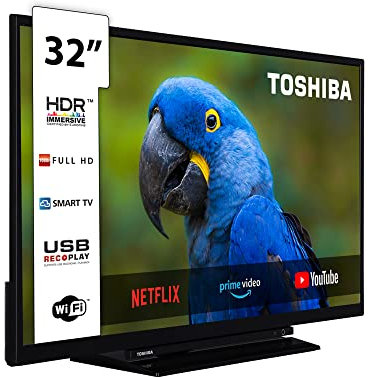 Toshiba TV 32L3163DG Smart TV de 32, con Resolución Full HD (1920 x 1080), HDR, Compatible con Asistente de Voz Alexa