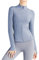 Locachy Damen-Sportjacke mit durchgehendem Reißverschluss, enge Passform, ideal für Laufen, Training und Workout, mit Taschen, Hell, blau, S