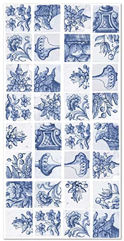 Panorama Tapis Vinyle du Sol Cuisine Salon - Différentes Tailles - (Carreaux Ciments Séville Bleu 60x110 cm)