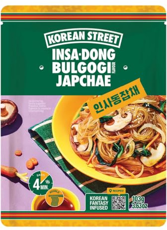 [Korean Street] Insadong Bulgogi Sauce Japchae (103g, 1 PACK) - Instant Nudeln Koreanische Art, mit Teriyaki-Sauce, Schnelle Zubereitung, Asiatisches Essen