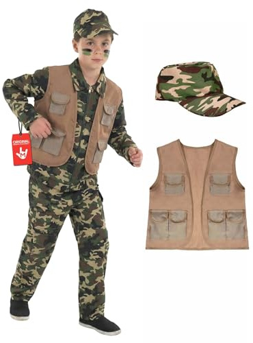 Fun Shack Militär kostym för barn, militärkostym, barn, militärkostym, pojke, soldat, barnkostym, karneval, barn, S, L, XL
