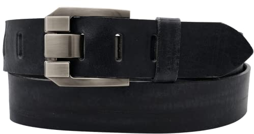 AnnaMatoni Herren Leder Gürtel in Premium Rindsleder Pflanzlich gegerbtes Leder 3,5mm stark mit Metall Dorn Schließe in grau 4cm breit Herren Ledergürtel (Marine 490, TW95 - Gesamtlänge 110cm)