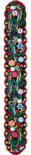 YZXDORWJ Bestickter mexikanischer Damengürtel für Kleider, Boho-Stil, blumig, traditionelle Fiesta-Schärpe, Cinco-de-Mayo-Outfit
