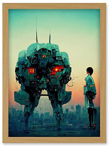 Doppelganger33 LTD Mecha Japanese Illustration Sci-Fi Anime Artwork Framed Wall Art Print A4