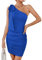 Femmes Robe De Soirée Élégante Une Épaule Robe De Mode Couleur Pure Robes De Soirée Slim Fit Hip Wrap Robe De Cocktail Robe D'été Pour Les Rencontres Fête Vacances (L)