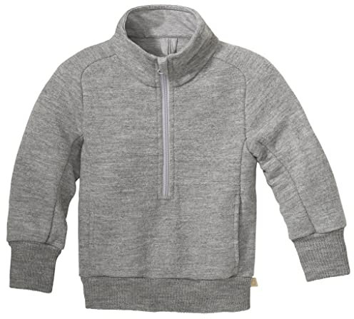 Disana Troyer, Leichter Sweater mit Reißverschluss | 100% Bio-Merinowolle GOTS, IVN Best | Baby Kleinkind Kind Unisex | Made in Germany | Grau Gr. 98-104