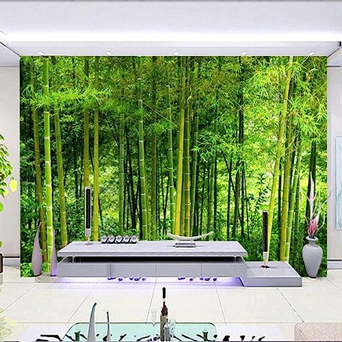GIVLWF Papier Peint Panoramique de Paysage Naturel, Bambou Vert Poster Murale Intissé - pour Chambre Salon Décoration Murale 450 x 315 cm