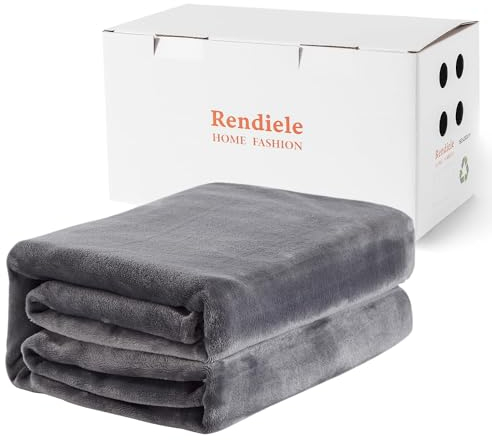 Rendiele Warme Kuscheldecke Flauschige 160x220cm, Flanell Fleecedecke auch als Sofadecke Wohnzimmer Blanket und Bettüberwurf, Hellgrau