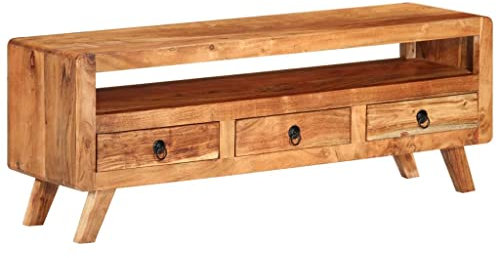 FIRBNUS TV-Schrank 110x30x40 cm Massivholz Akazie Wohnzimmer Möbel TV Schrank Holz Kommode Holz TV Kommode Sideboard Holz TV Lowboard Holz TV Board Fernsehschrank TV Cabinet TV Unterschrank