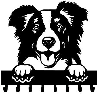 Generico Porte-clés mural en forme de chien avec 8 crochets, porte-clé mural moderne pour entrée, cuisine, idée cadeau, décoration maison, porte laisse chien mural (Border Collie)