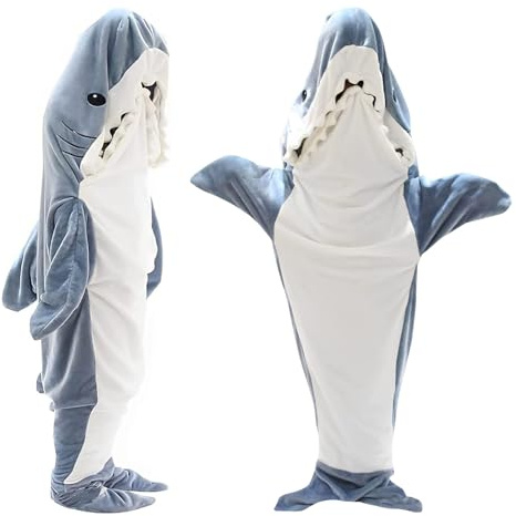 Fancemot Shark Blanket Shark Blanket Hoodie Soft Cozy, Shark Blanket Onesie Flanell, Wearable Shark Blanket Skin-Friendly