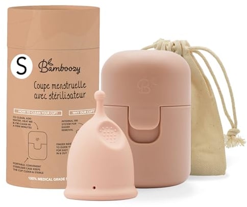 Bamboozy Coppetta Mestruale Con Sterilizzatore (S) - Coppette Mestruali Riutilizzabili Realizzate in Silicone Medico - Fino a 12 Ore di Protezione - Senza Plastica, Senza BPA