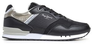 Pepe Jeans London Snake W, Zapatillas Mujer, Black, 38 EU