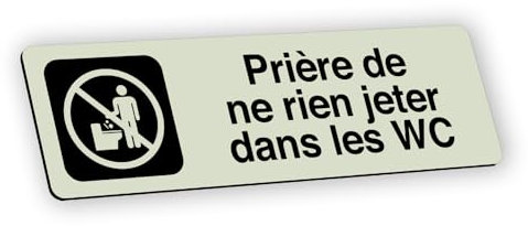 DELTA-SIGNALETIC.COM Selbstklebendes graviertes Namensschild Bitte nichts in die Toilette werfen beige Format 20x6 cm