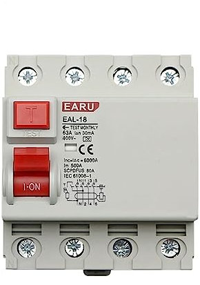 4P 32A 10/30/100/300mA tipo A RCCB RCD ELCB disyuntor de corriente Residual electromagnético interruptor diferencial de seguridad (Color : 32A, Size : 4P 30mA)
