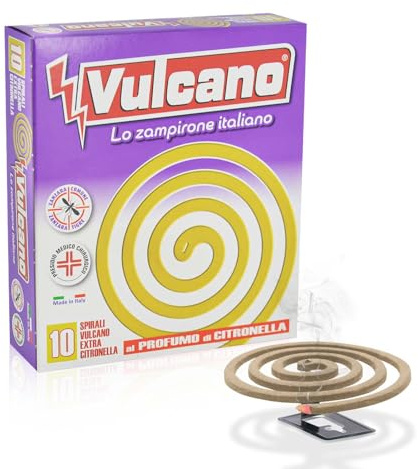 Spirali Antizanzare, Confezione da 10 Spirali,Efficaci fino a 6 Ore, MADE IN ITALY- Contro Zanzare Comuni e Tigre, Spirali al profumo di citronella (1 Scatola Giallo)