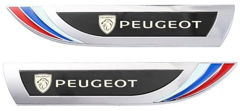 ikleu 2 Stück Auto Metall Aufkleber seitlicher Kotflügel, Für Peugeot 107 108 206 207 207 CC 208 307 307 CC 308 308 CC 406 407 Logo Abzeichen Emblem Edelstahl Car schmücken Außenzubehör